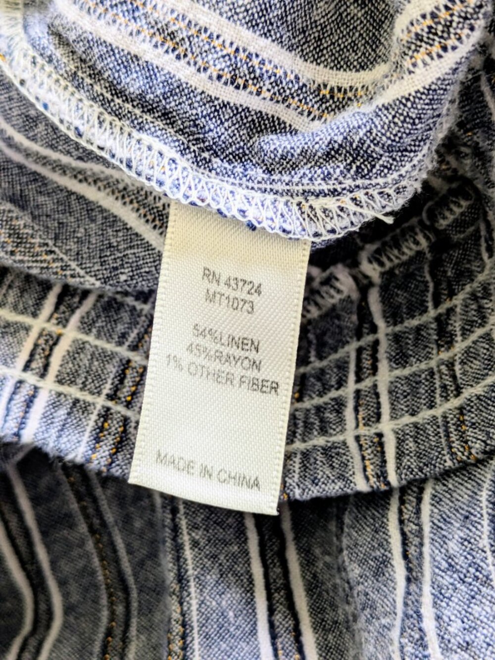 Linda Anderson XL Black Grey Gold Metal Stripe Linen Blend Coastal Grandma Pants - Picture 7 of 7